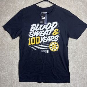 Fanatics NHL‎ Boston Bruins Men Medium Blood Sweat & 100 Years Black T-shirt NEW